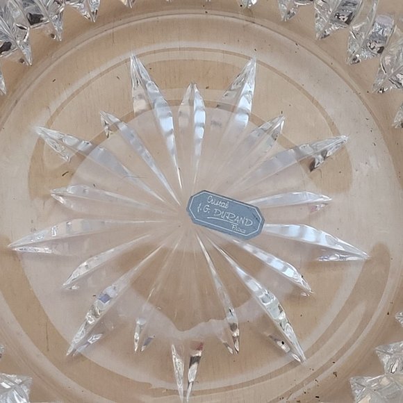 Vintage Crystal Bowl JG Durand Cristal France Stars Pattern Heavy 9 Inches - Picture 5 of 9
